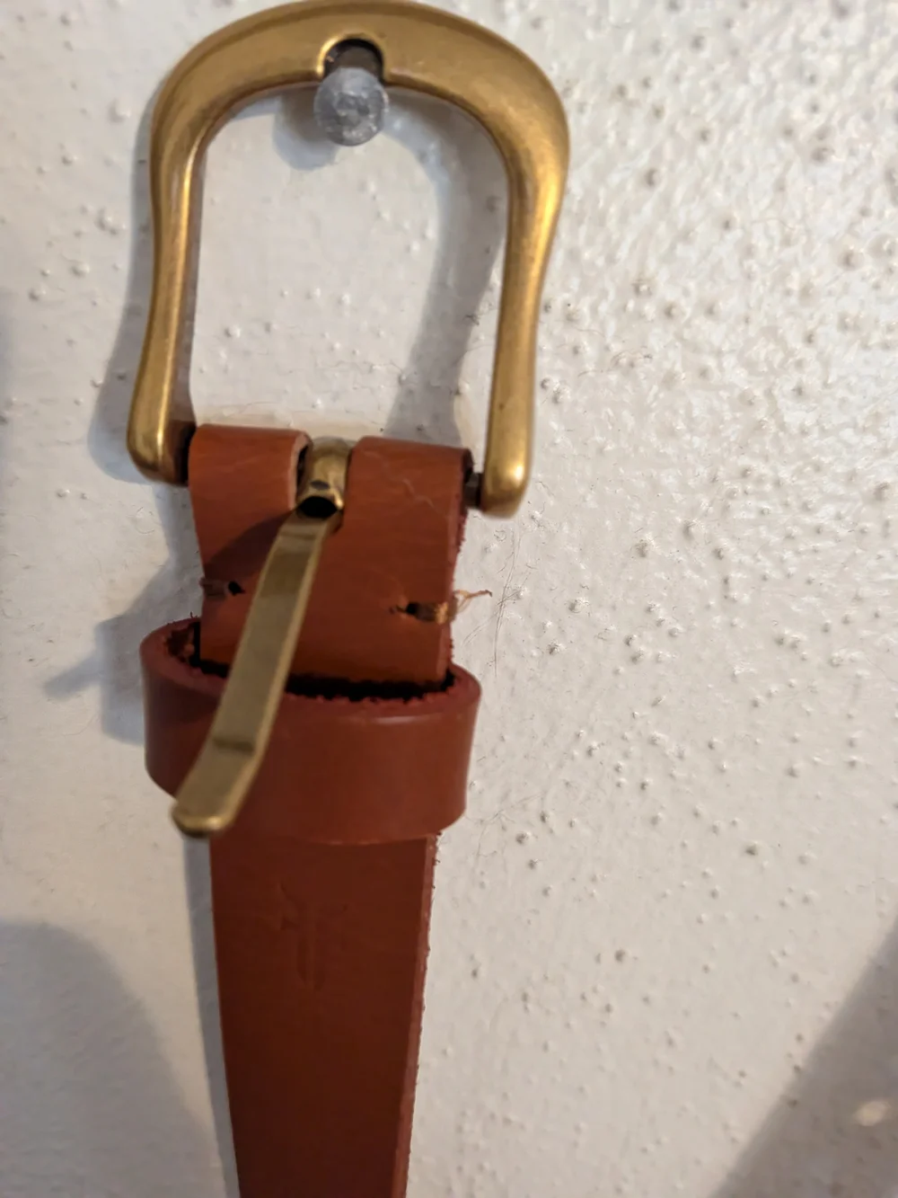 Frye Women's Brown Leather Belt with Brass Buckle - 1X/2X NWOT